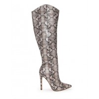 Aspen Heeled Glossy Python Boot - Taupe